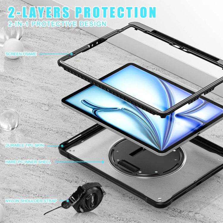 For iPad Air 13 2026 / 2025 / 2024 Heavy Duty Hybrid Tablet Case with Hand Grip & Strap