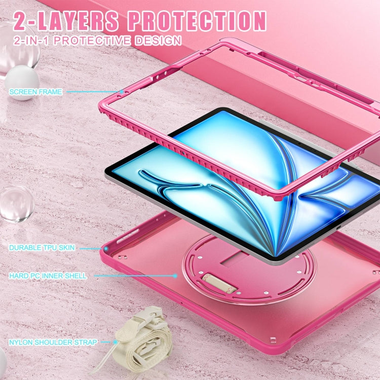 For iPad Air 13 2026 / 2025 / 2024 Heavy Duty Hybrid Tablet Case with Hand Grip & Strap