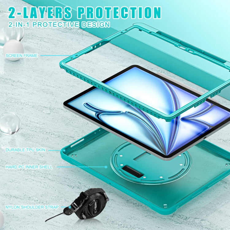 For iPad Air 13 2026 / 2025 / 2024 Heavy Duty Hybrid Tablet Case with Hand Grip & Strap