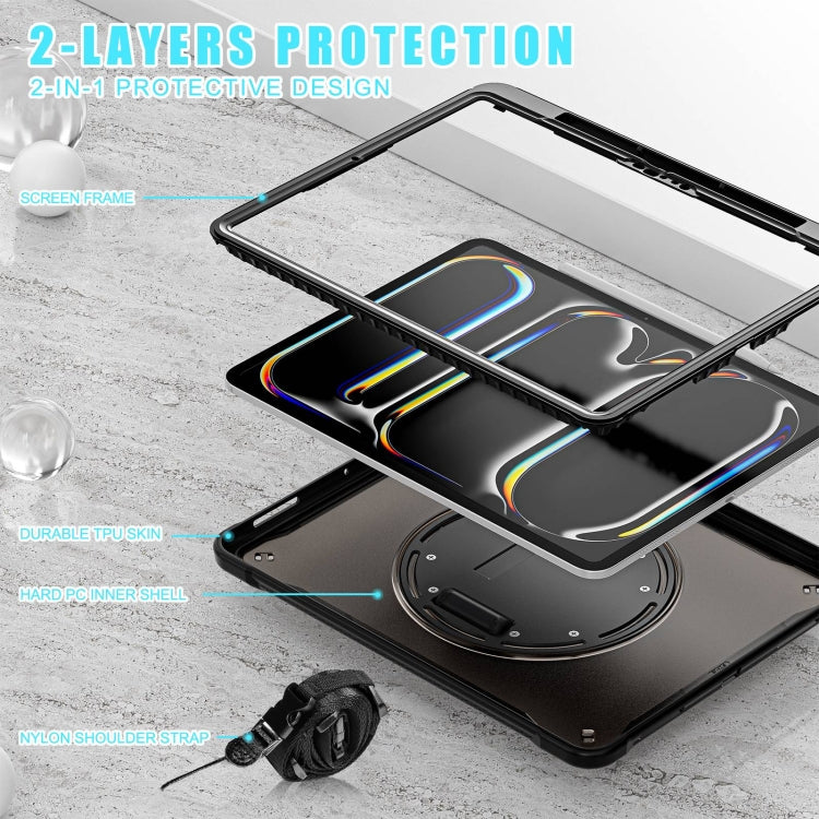 For iPad Pro 13 2025 / 2024 Heavy Duty Hybrid Tablet Case with Hand Grip & Strap