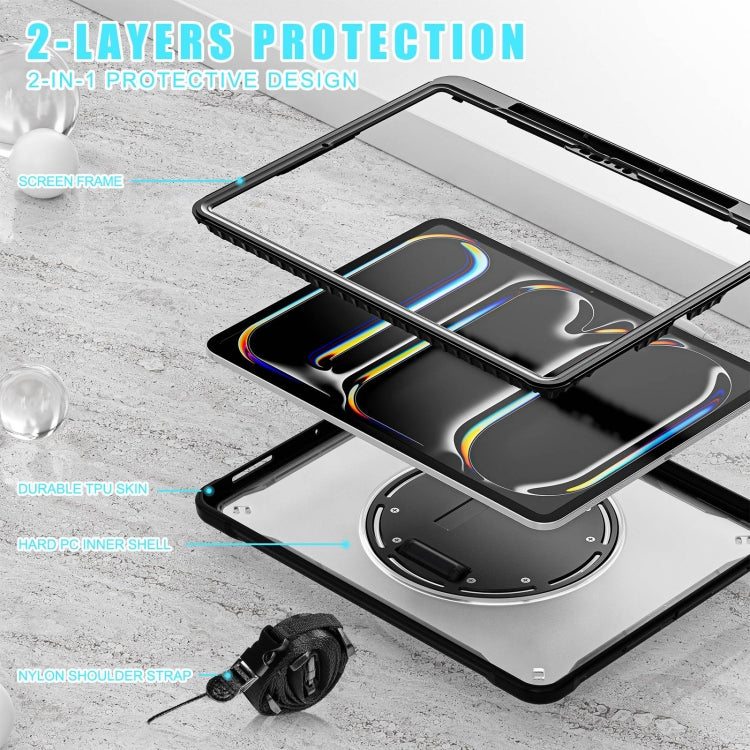 For iPad Pro 13 2025 / 2024 Heavy Duty Hybrid Tablet Case with Hand Grip & Strap