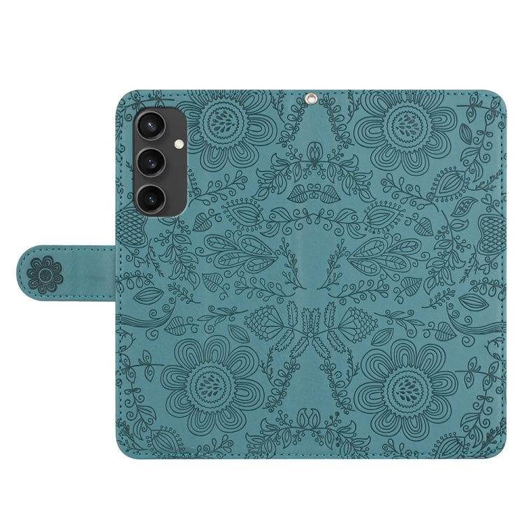 For Samsung Galaxy S24 FE 5G Floral Embossed Pattern Leather Phone Case