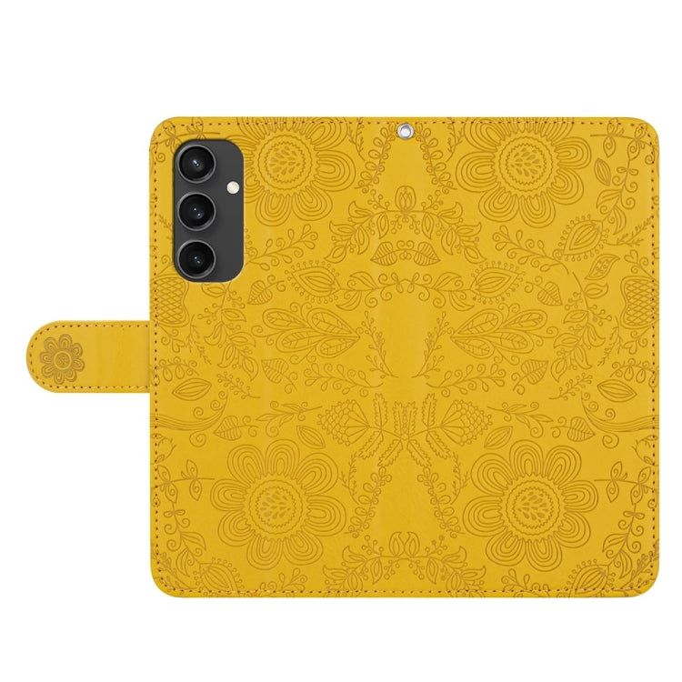 For Samsung Galaxy S24 FE 5G Floral Embossed Pattern Leather Phone Case