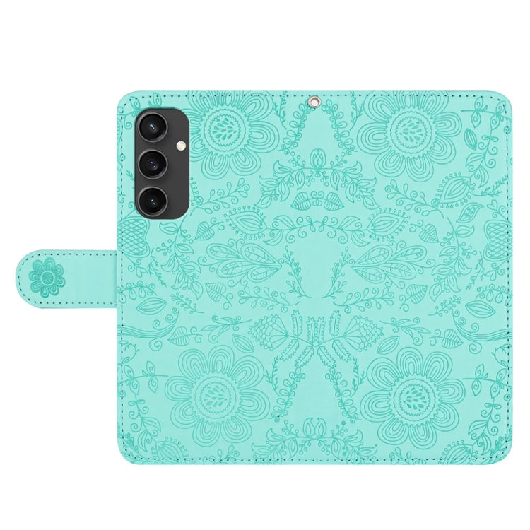 For Samsung Galaxy S24 FE 5G Floral Embossed Pattern Leather Phone Case