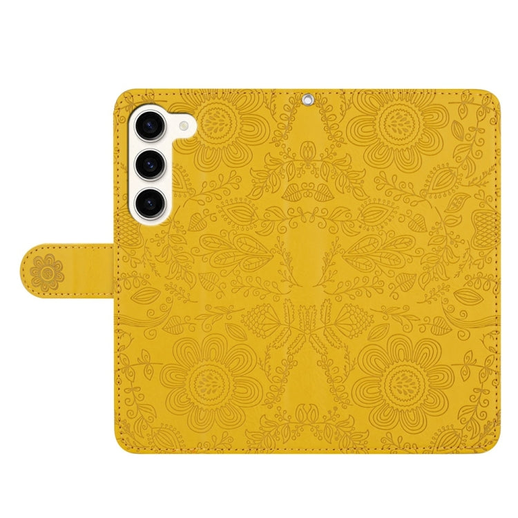 For Samsung Galaxy S23+ 5G Floral Embossed Pattern Leather Phone Case