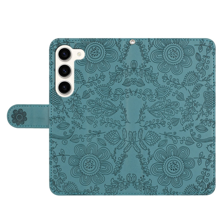 For Samsung Galaxy S23 5G Floral Embossed Pattern Leather Phone Case