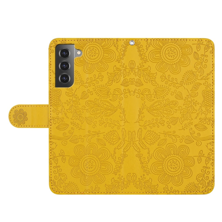For Samsung Galaxy S21+ 5G Floral Embossed Pattern Leather Phone Case