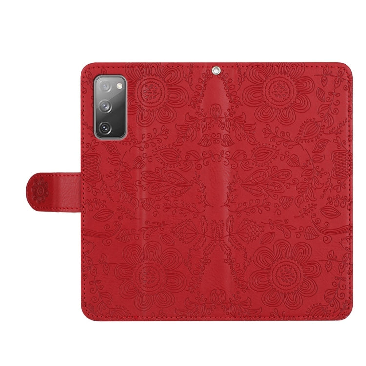 For Samsung Galaxy S20 FE 5G Floral Embossed Pattern Leather Phone Case