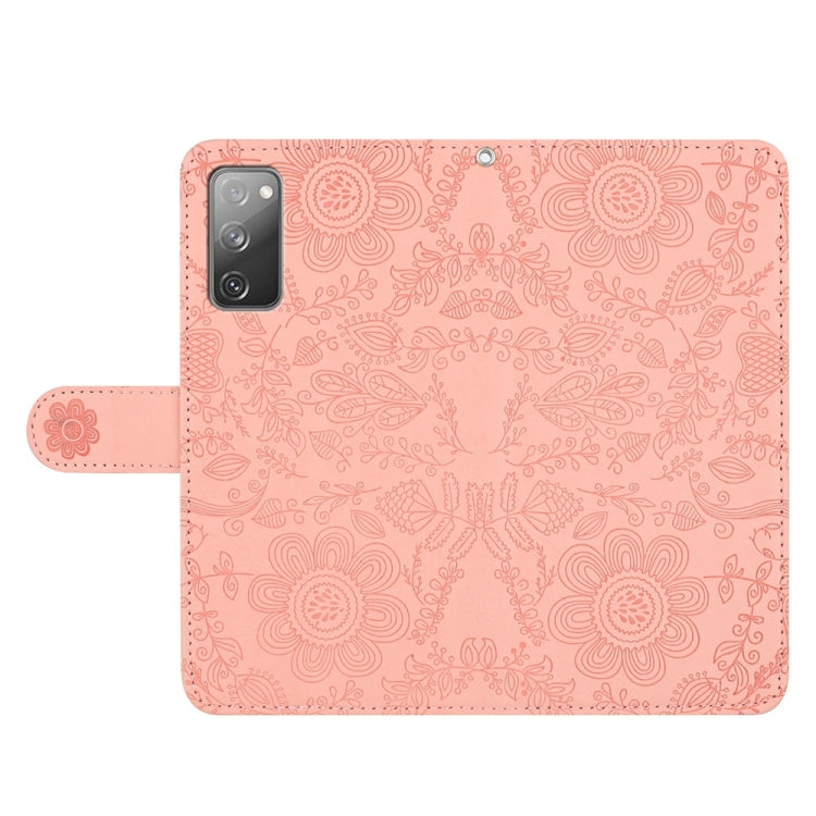 For Samsung Galaxy S20 FE 5G Floral Embossed Pattern Leather Phone Case