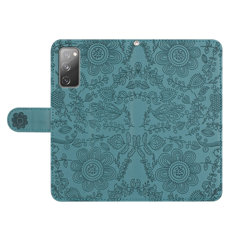 For Samsung Galaxy S20 FE 5G Floral Embossed Pattern Leather Phone Case