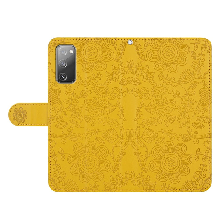 For Samsung Galaxy S20 FE 5G Floral Embossed Pattern Leather Phone Case