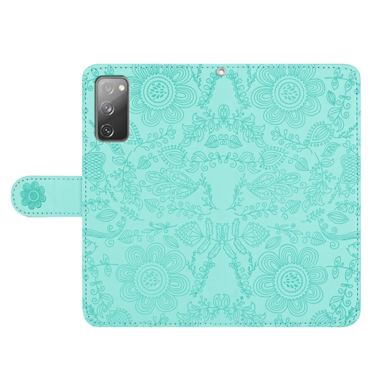 For Samsung Galaxy S20 FE 5G Floral Embossed Pattern Leather Phone Case