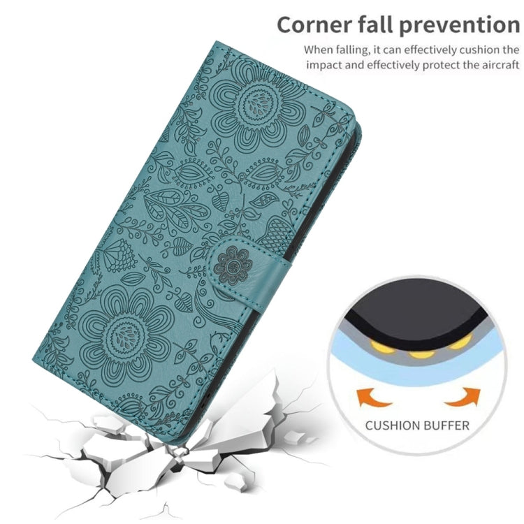 For Samsung Galaxy S25 5G Floral Embossed Pattern Leather Phone Case
