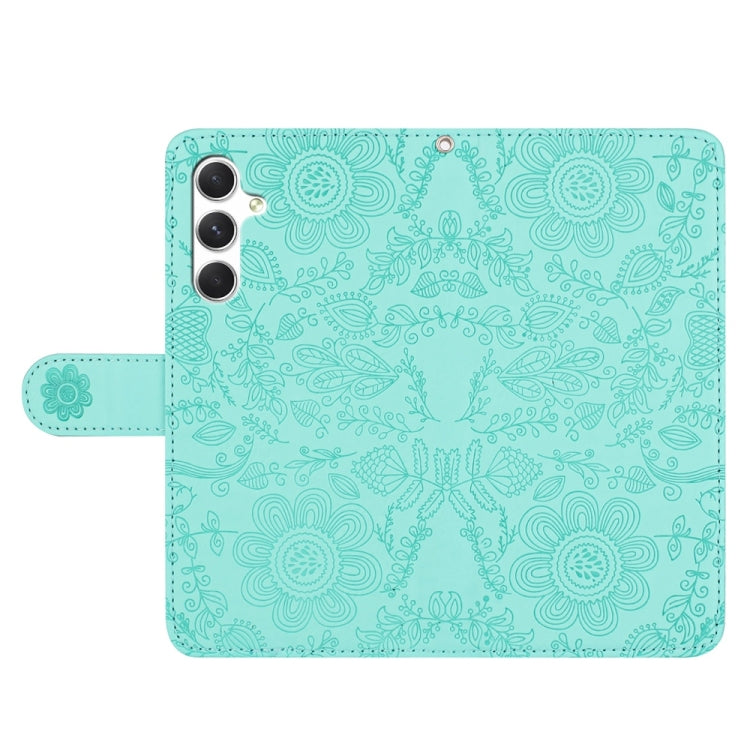 For Samsung Galaxy S25 5G Floral Embossed Pattern Leather Phone Case