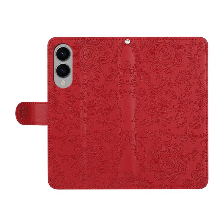 For Samsung Galaxy S25 Edge 5G Floral Embossed Pattern Leather Phone Case