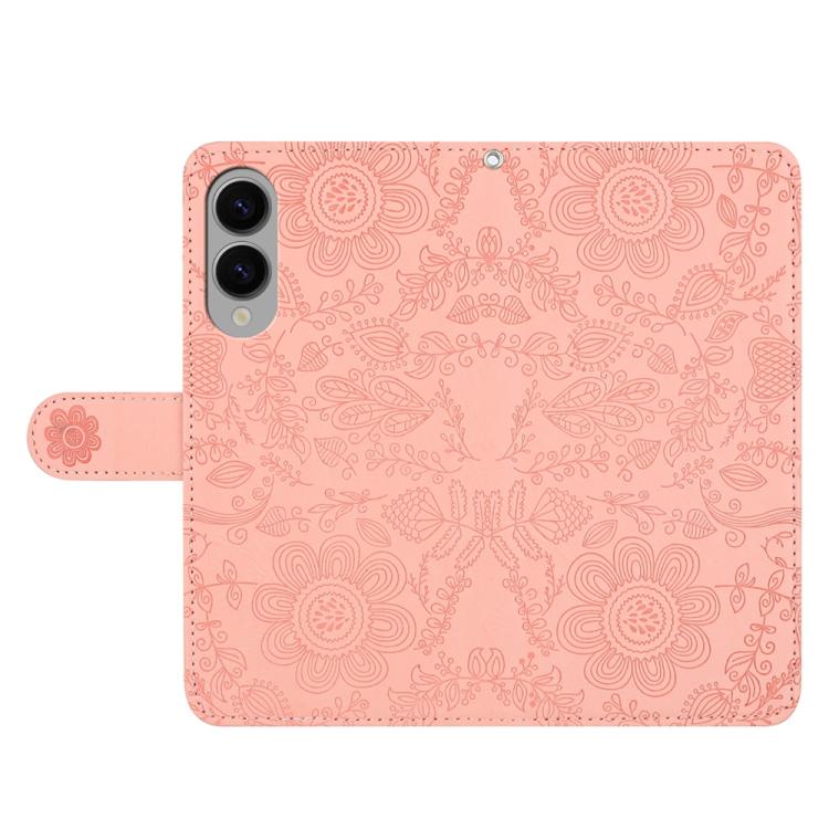 For Samsung Galaxy S25 Edge 5G Floral Embossed Pattern Leather Phone Case
