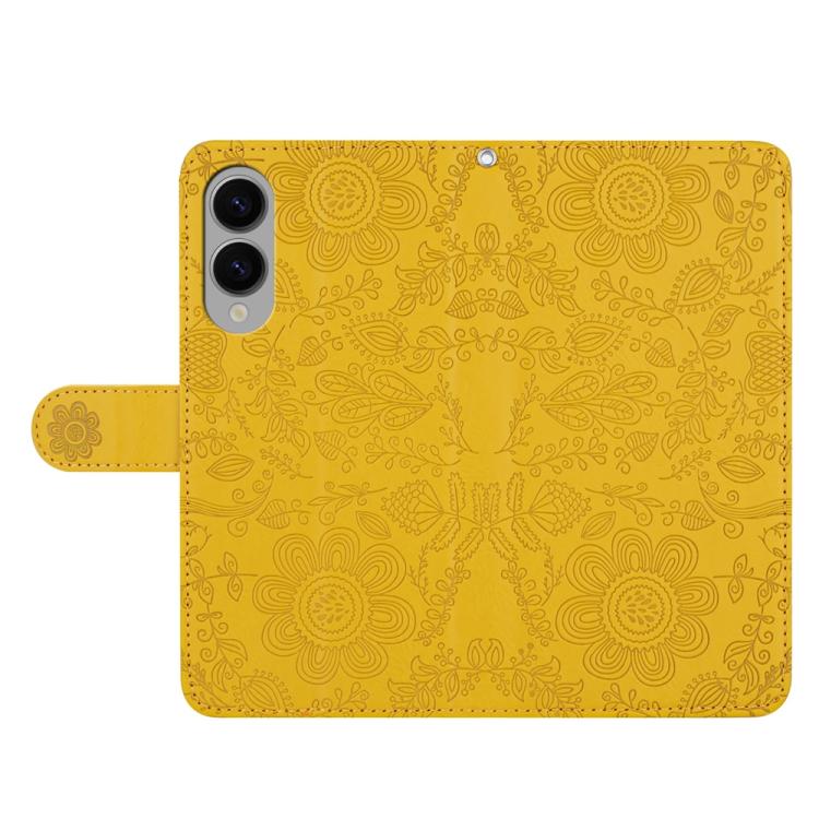 For Samsung Galaxy S25 Edge 5G Floral Embossed Pattern Leather Phone Case