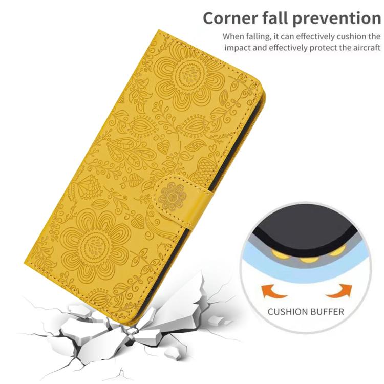 For Samsung Galaxy S25 FE 5G Floral Embossed Pattern Leather Phone Case