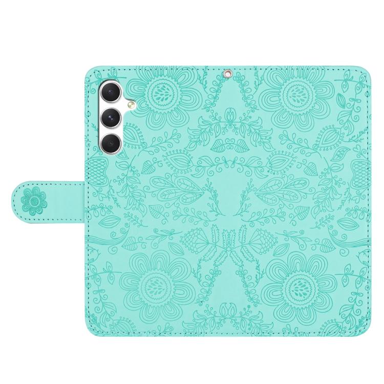 For Samsung Galaxy S25 FE 5G Floral Embossed Pattern Leather Phone Case