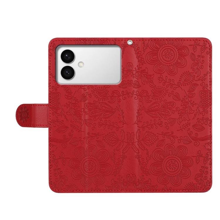 For Samsung Galaxy S26 Edge 5G Floral Embossed Pattern Leather Phone Case