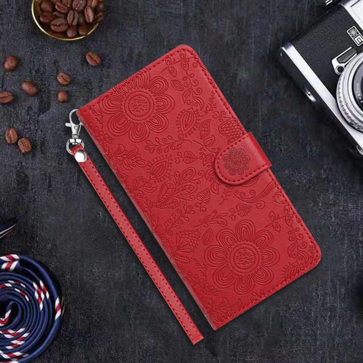 For Samsung Galaxy S26 Edge 5G Floral Embossed Pattern Leather Phone Case