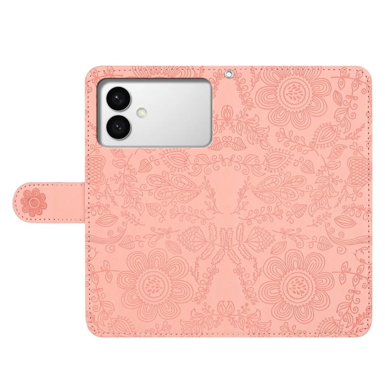 For Samsung Galaxy S26 Edge 5G Floral Embossed Pattern Leather Phone Case