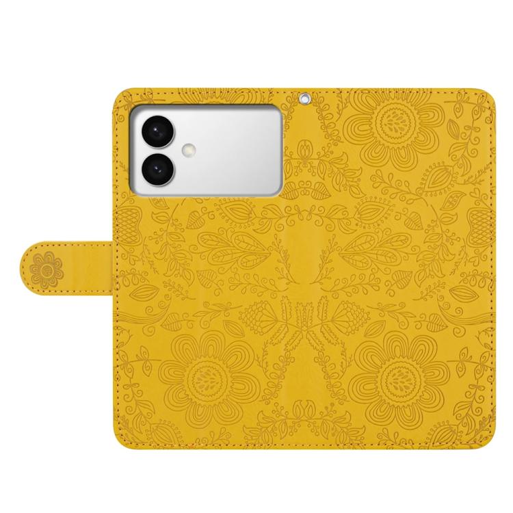 For Samsung Galaxy S26 Edge 5G Floral Embossed Pattern Leather Phone Case
