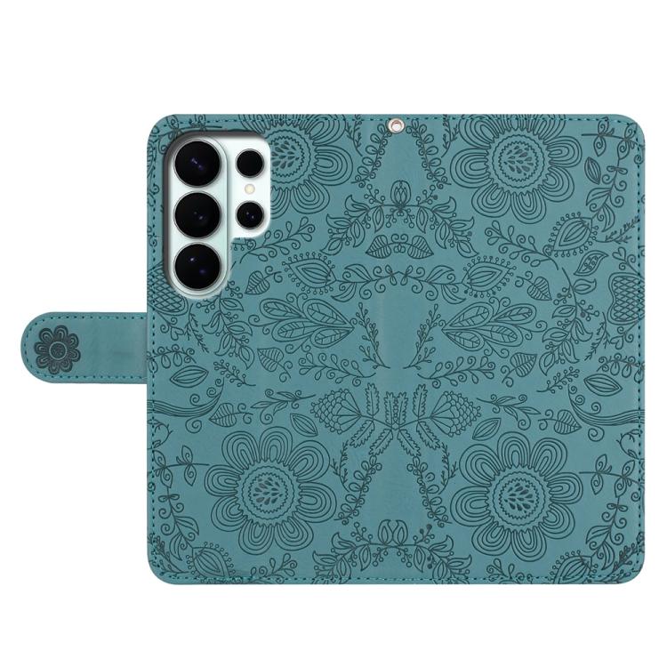 For Samsung Galaxy S26 Ultra 5G Floral Embossed Pattern Leather Phone Case