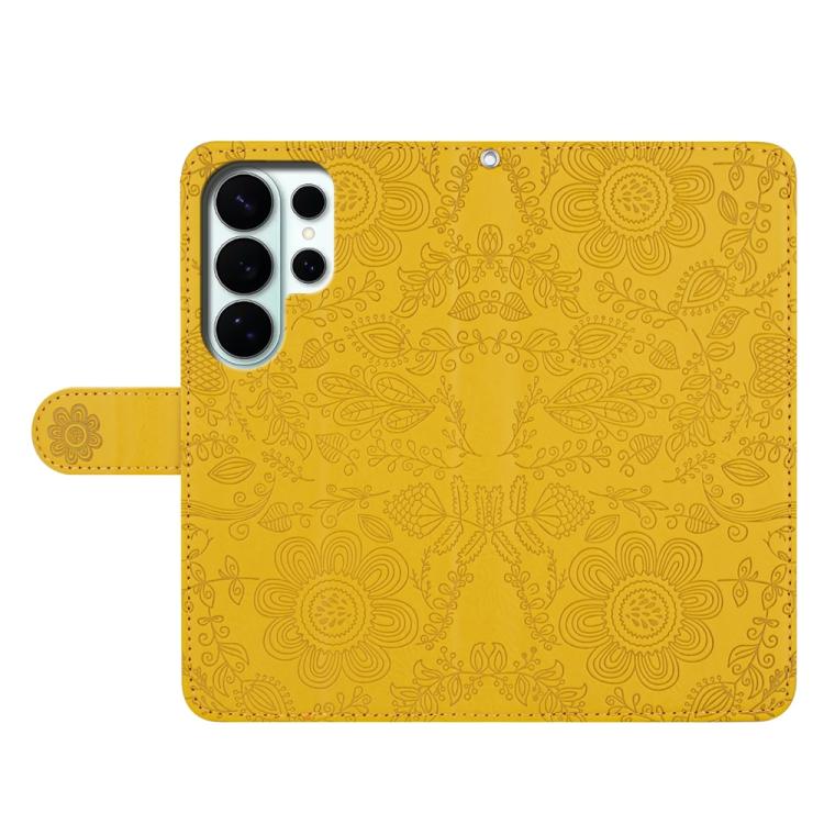 For Samsung Galaxy S26 Ultra 5G Floral Embossed Pattern Leather Phone Case