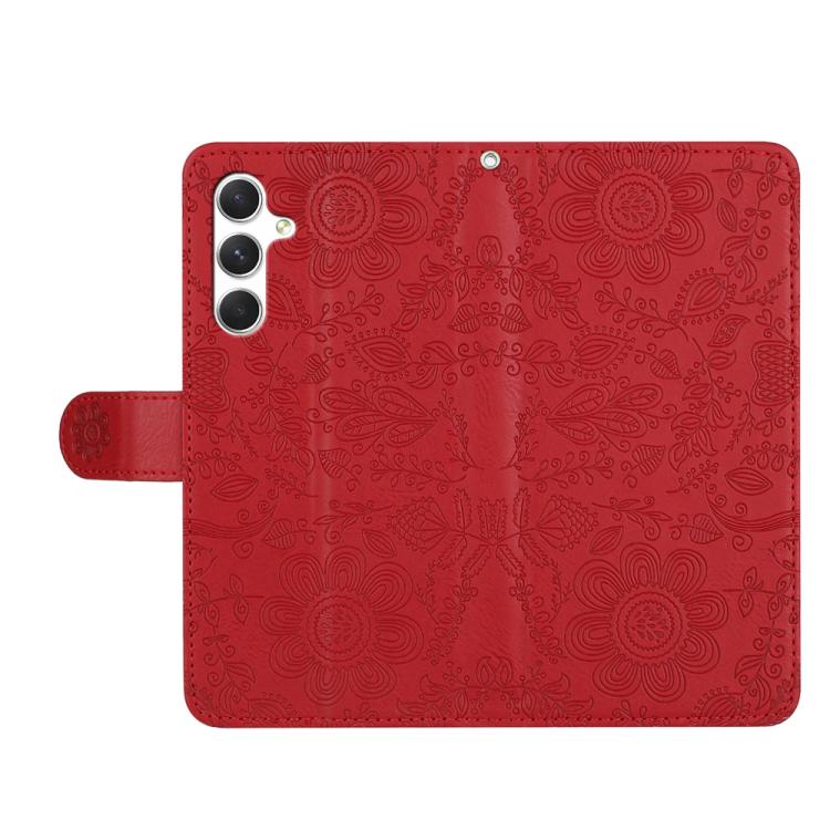 For Samsung Galaxy S26 5G Floral Embossed Pattern Leather Phone Case