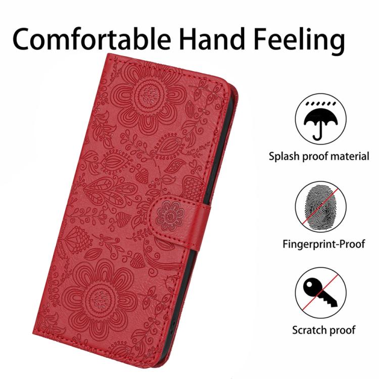 For Samsung Galaxy S26 5G Floral Embossed Pattern Leather Phone Case