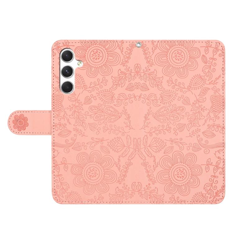 For Samsung Galaxy S26 5G Floral Embossed Pattern Leather Phone Case