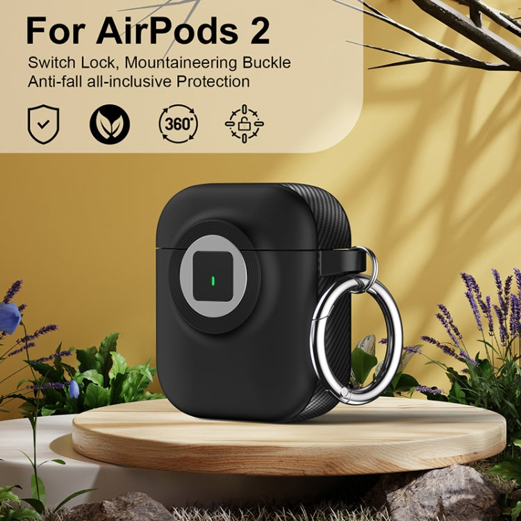 For AirPods 1 / 2 Camera Series PC + TPU Headset Shockproof Carbon Fibre Case