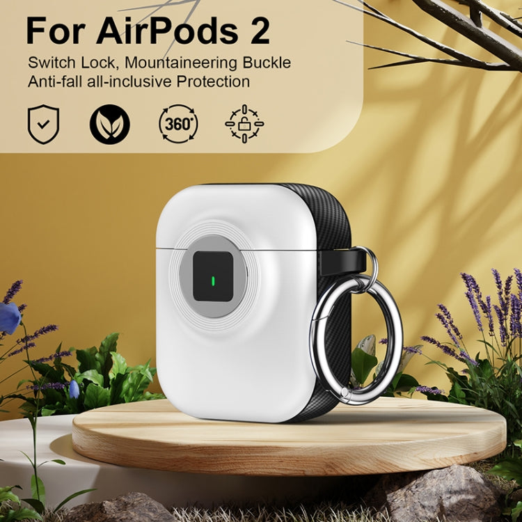 For AirPods 1 / 2 Camera Series PC + TPU Headset Shockproof Carbon Fibre Case