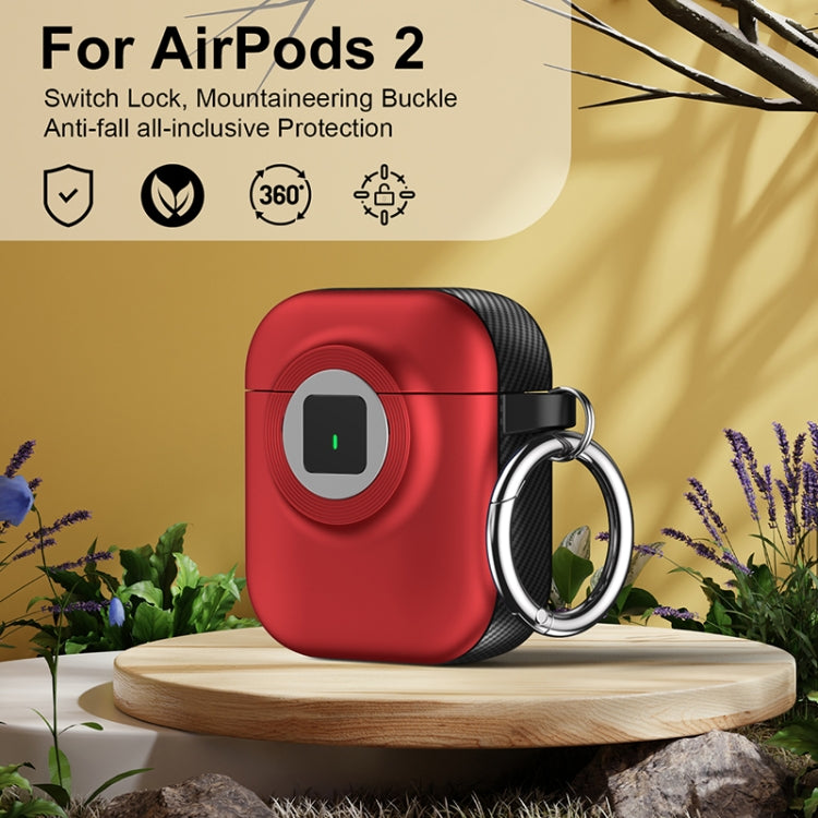 For AirPods 1 / 2 Camera Series PC + TPU Headset Shockproof Carbon Fibre Case