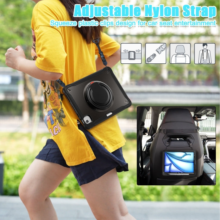 For iPad Air 11 2026 / 2025 / 2024 Powerful Sailor Ring Holder Heavy Duty Hybrid Tablet Case with Strap