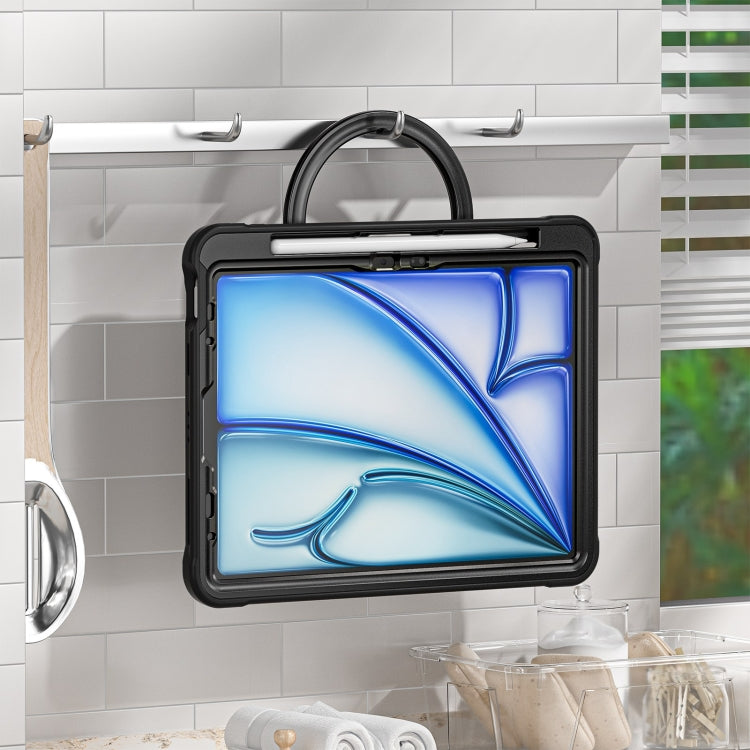 For iPad Air 11 2026 / 2025 / 2024 Powerful Sailor Ring Holder Heavy Duty Hybrid Tablet Case with Strap