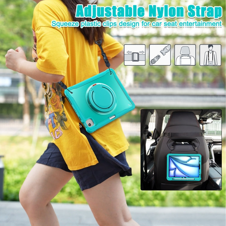 For iPad Air 11 2026 / 2025 / 2024 Powerful Sailor Ring Holder Heavy Duty Hybrid Tablet Case with Strap