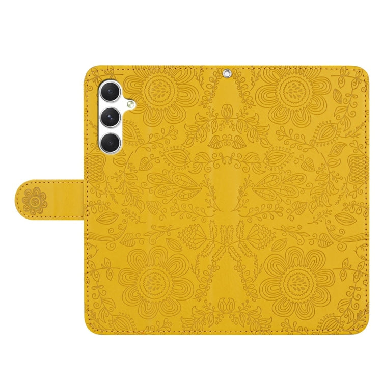 For Samsung Galaxy A24 Floral Embossed Pattern Leather Phone Case