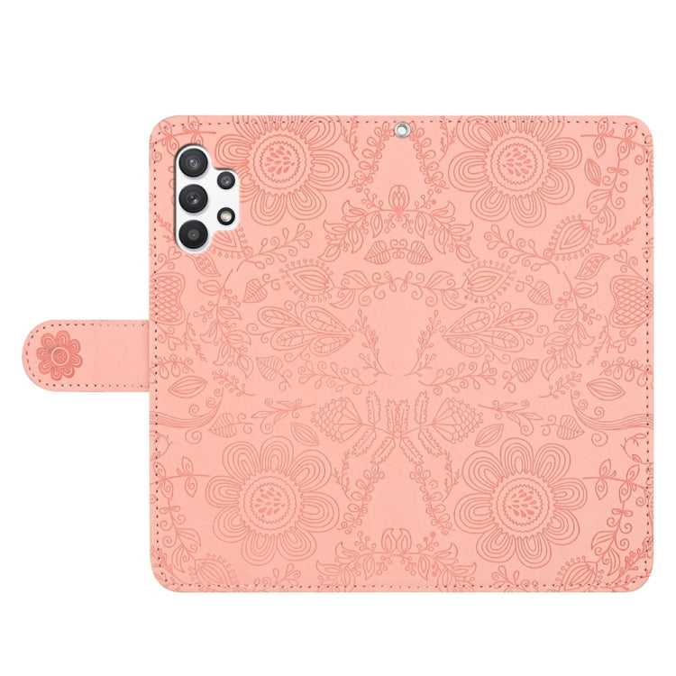 For Samsung Galaxy A32 5G / M32 5G Floral Embossed Pattern Leather Phone Case