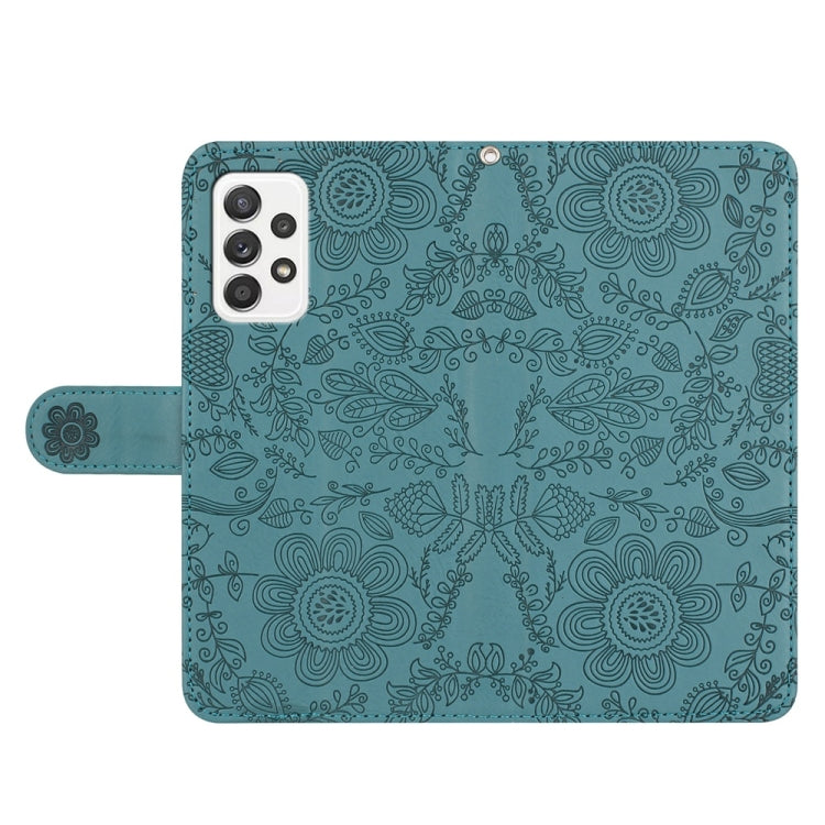 For Samsung Galaxy A33 Floral Embossed Pattern Leather Phone Case
