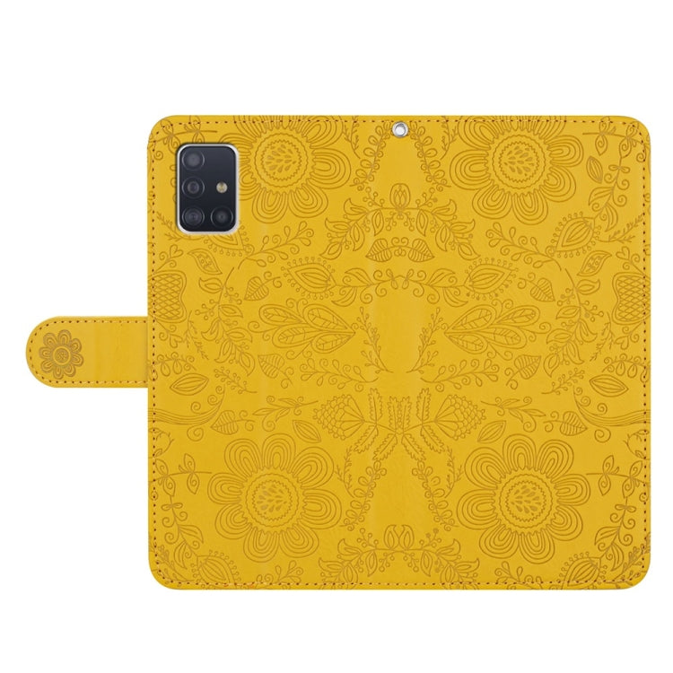 For Samsung Galaxy A51 4G Floral Embossed Pattern Leather Phone Case