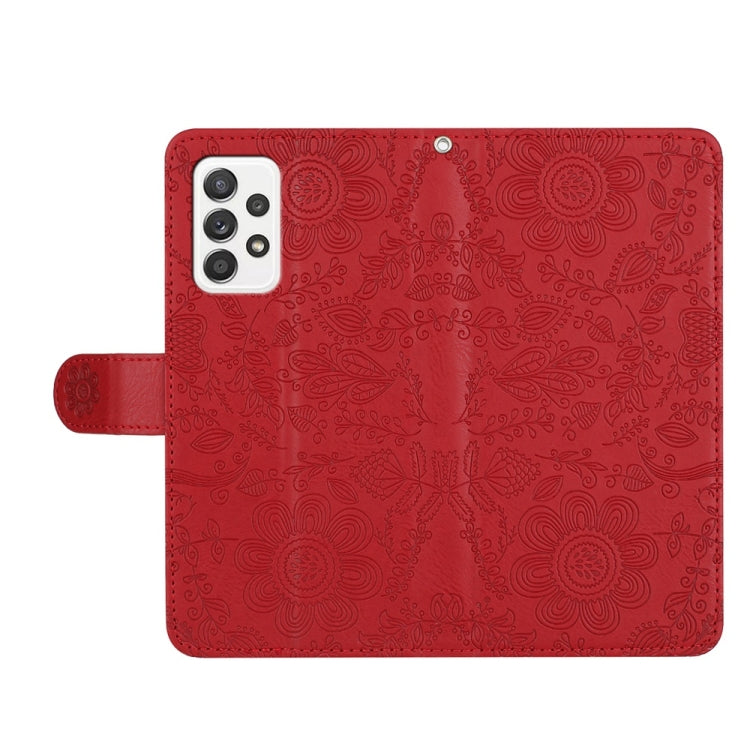 For Samsung Galaxy A52 / A52s Floral Embossed Pattern Leather Phone Case