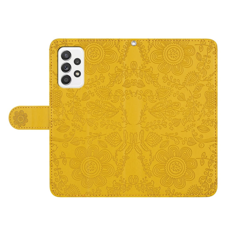 For Samsung Galaxy A52 / A52s Floral Embossed Pattern Leather Phone Case