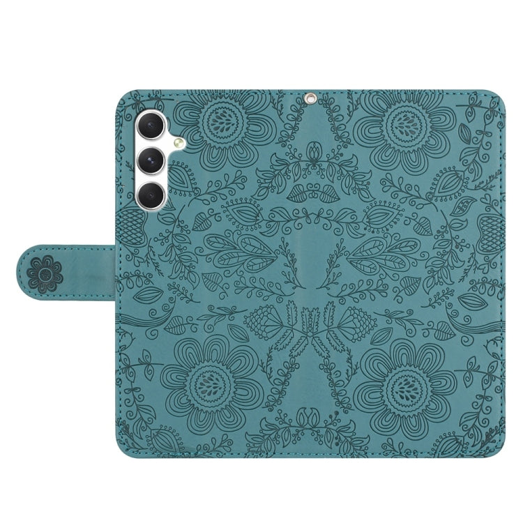 For Samsung Galaxy A55 Floral Embossed Pattern Leather Phone Case