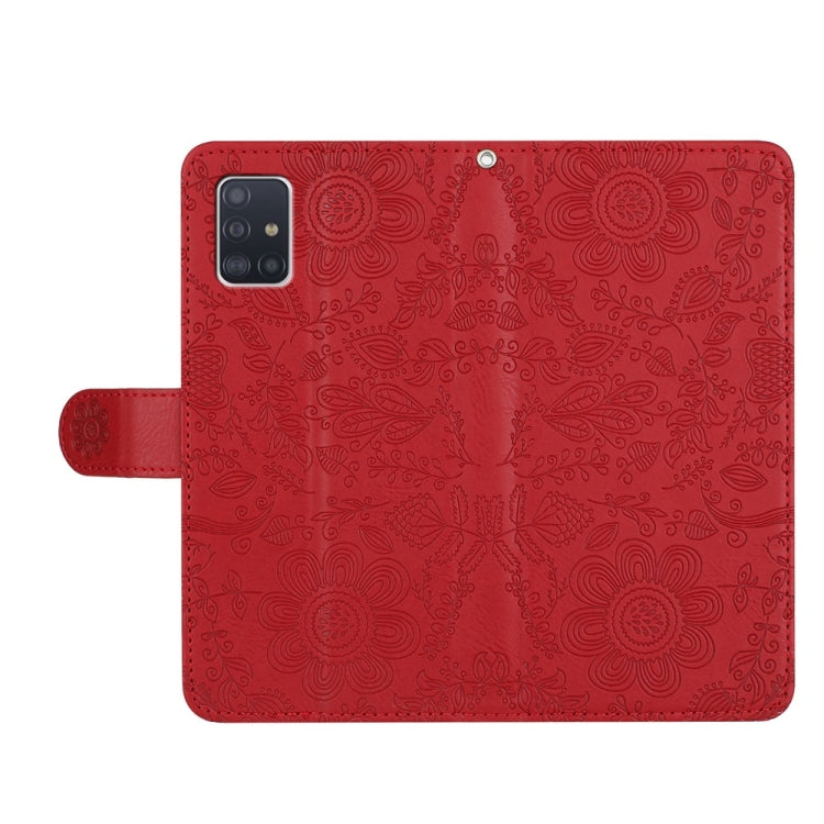 For Samsung Galaxy A71 4G Floral Embossed Pattern Leather Phone Case