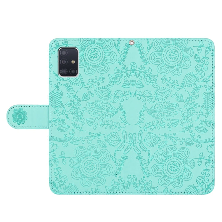 For Samsung Galaxy A71 4G Floral Embossed Pattern Leather Phone Case