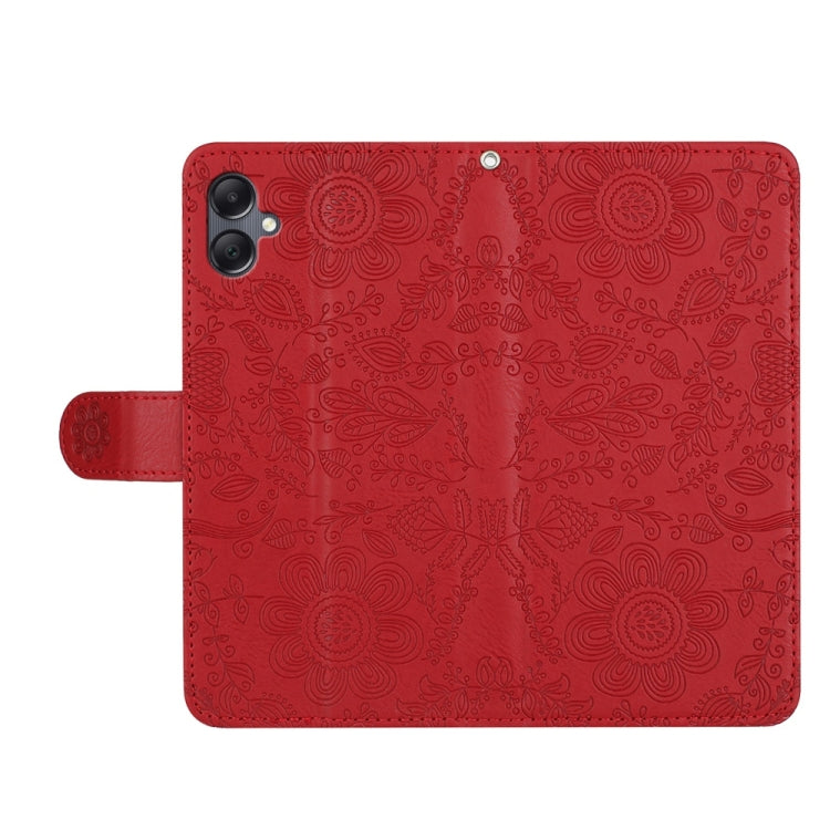 For Samsung Galaxy A06 4G Floral Embossed Pattern Leather Phone Case