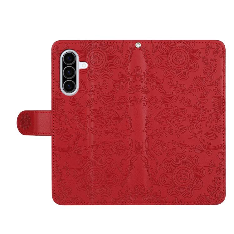 For Samsung Galaxy A57 5G Floral Embossed Pattern Leather Phone Case