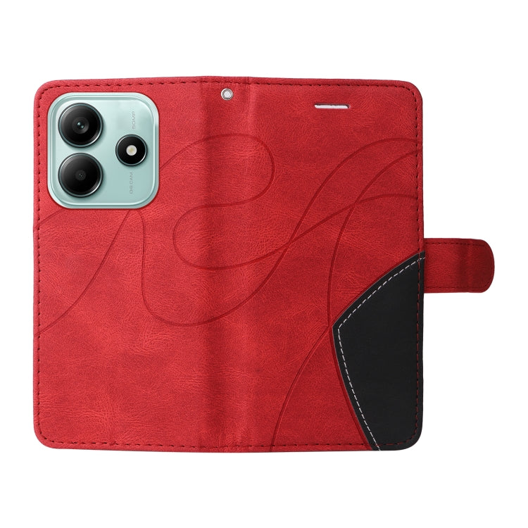 For Redmi Note 14 5G Dual-color Splicing Flip Leather Phone Case